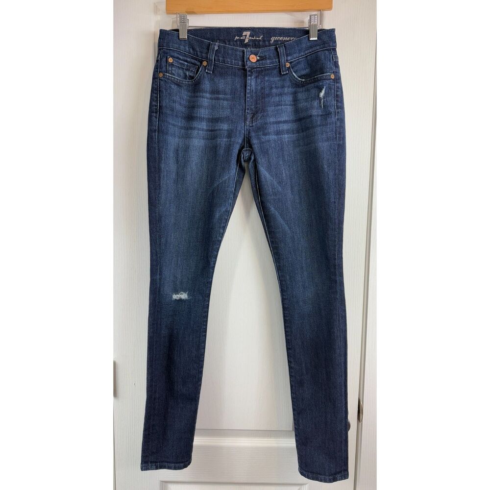 7 For All Mankind Women's Gwenevere Skinny Jeans Distressed Size 27